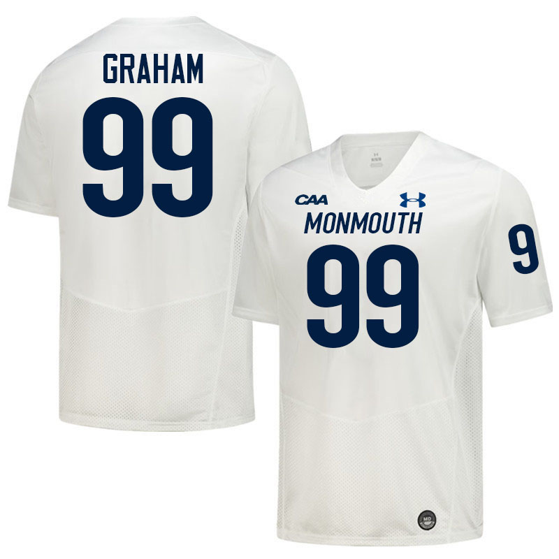 Monmouth Hawks #99 Josiah Graham College Football Jerseys,Uniforms-White